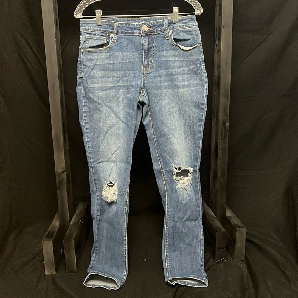 Maurices- lightly distressed tapered leg jeans